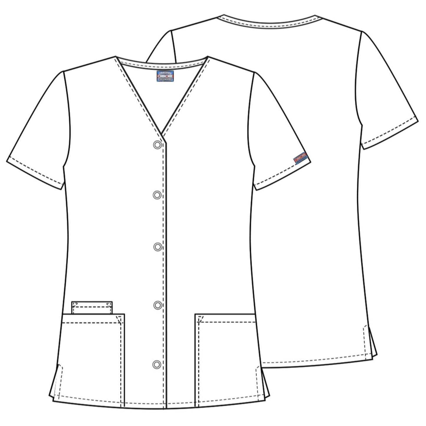 Cherokee Workwear 4770 Scrubs Top Women's Snap Front V-Neck Red 5XL