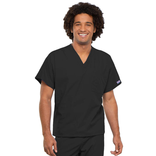 Cherokee Workwear 4777 Scrubs Top Unisex V-Neck Tunic. Black
