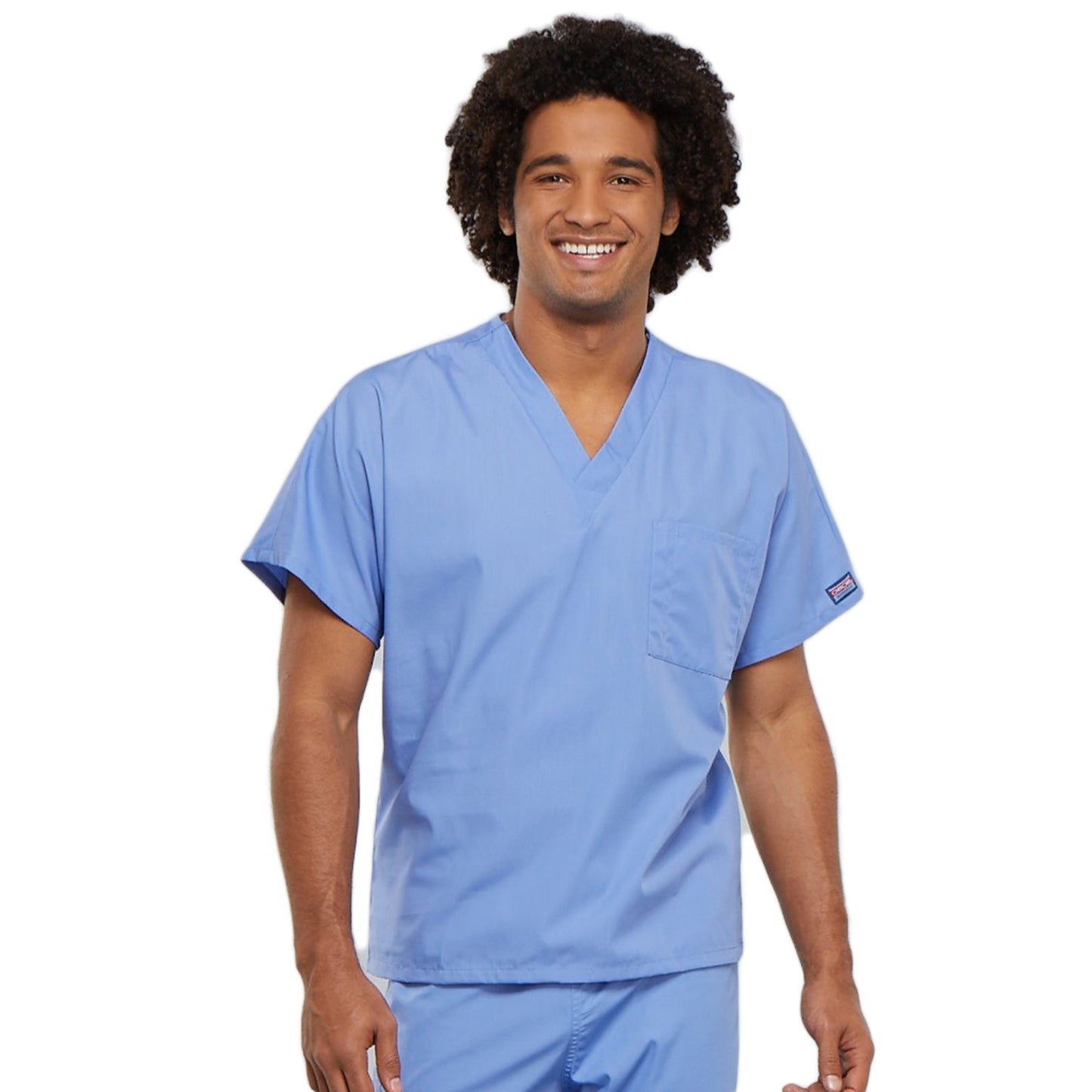 Cherokee Workwear 4777 Scrubs Top Unisex V-Neck Tunic. Ciel Blue