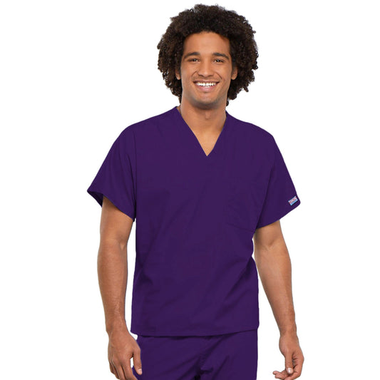 Cherokee Workwear 4777 Scrubs Top Unisex V-Neck Tunic. Eggplant