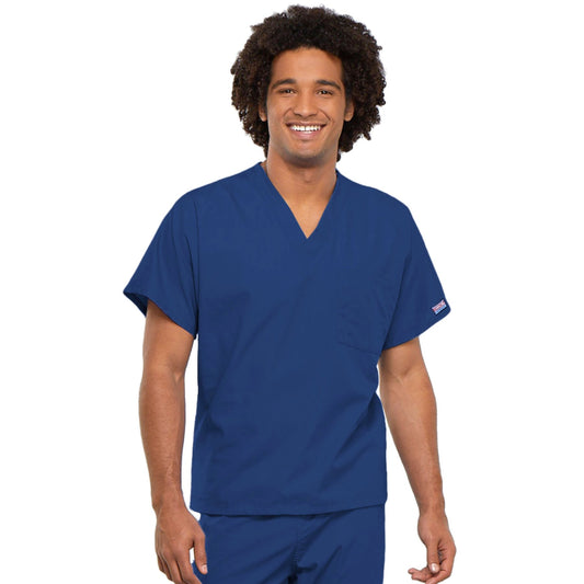Cherokee Workwear 4777 Scrubs Top Unisex V-Neck Tunic. Galaxy Blue