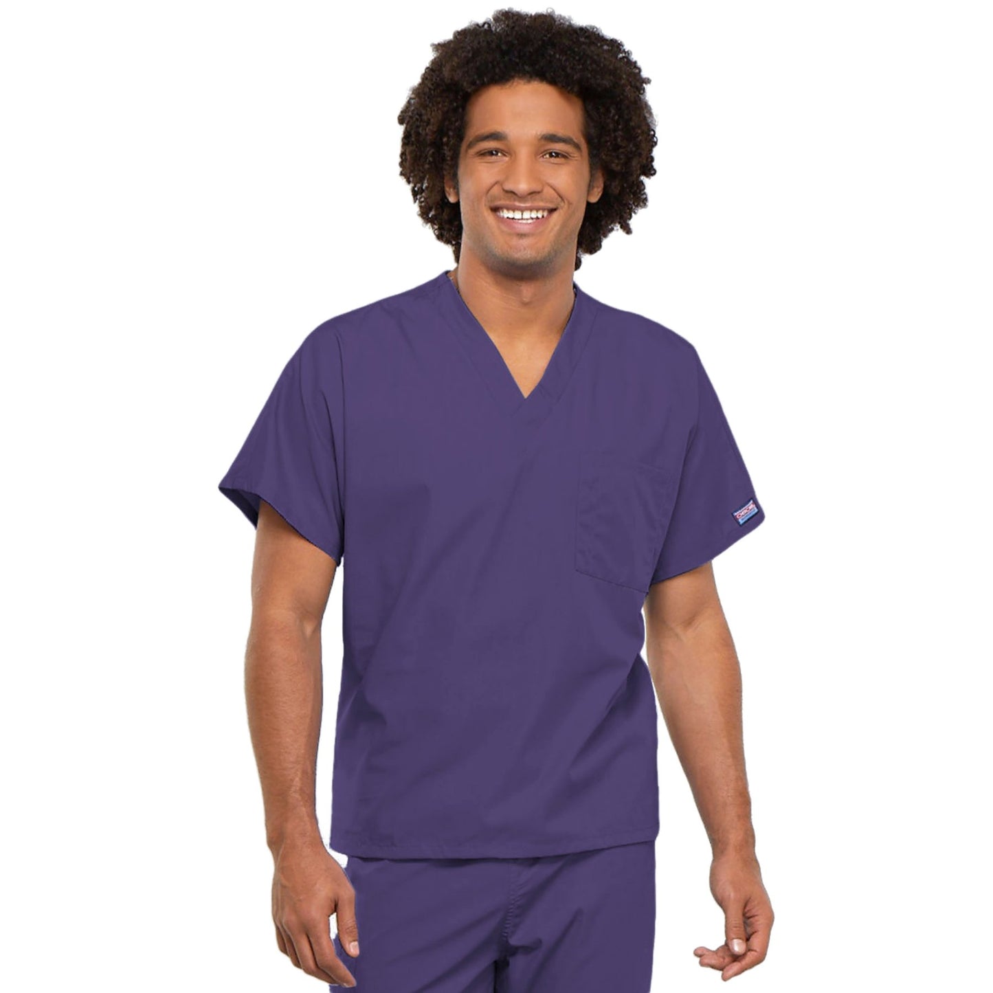 Cherokee Workwear 4777 Scrubs Top Unisex V-Neck Tunic. Grape