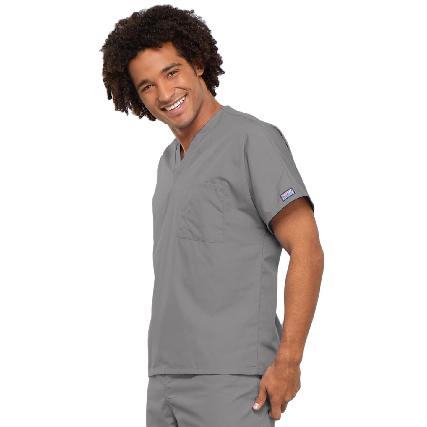 Cherokee Workwear 4777 Scrubs Top Unisex V-Neck Tunic. Grey