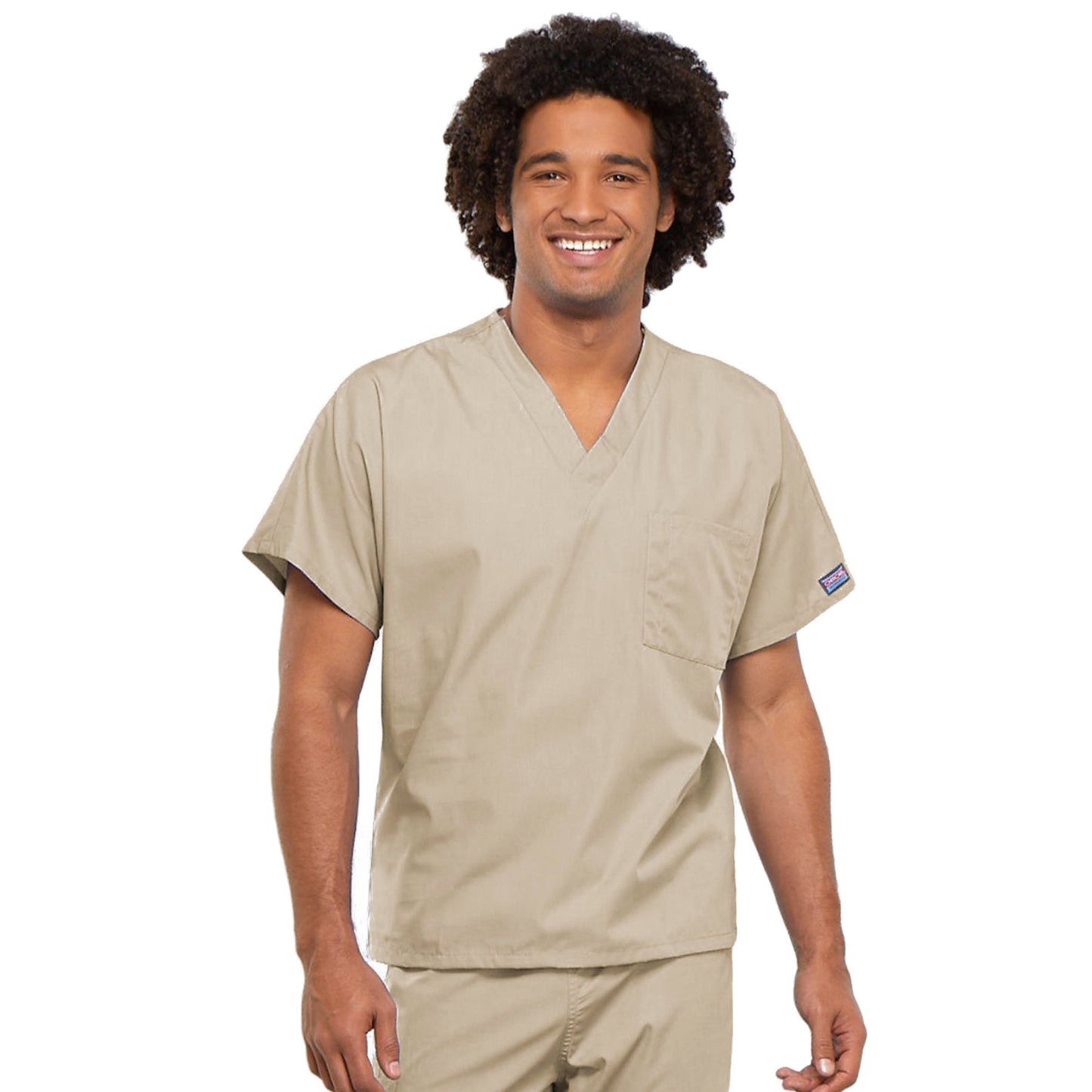 Cherokee Workwear 4777 Scrubs Top Unisex V-Neck Tunic. Khaki