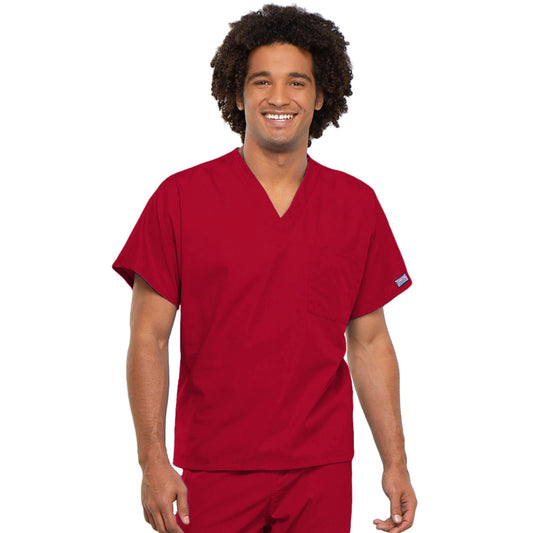 Cherokee Workwear 4777 Scrubs Top Unisex V-Neck Tunic. Red