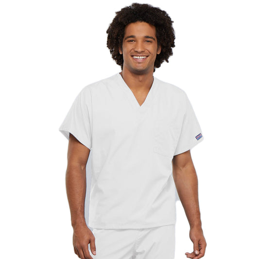 Cherokee Workwear 4777 Scrubs Top Unisex V-Neck Tunic. White
