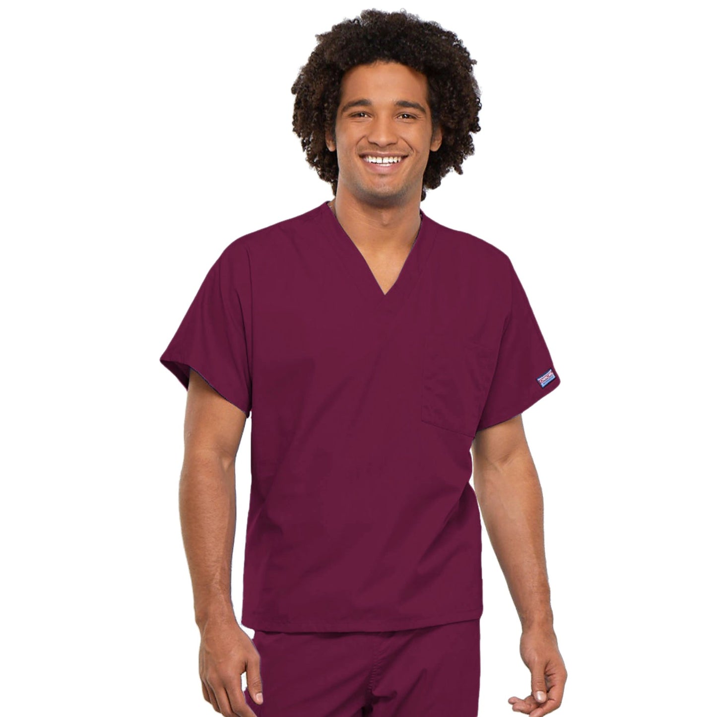Cherokee Workwear 4777 Scrubs Top Unisex V-Neck Tunic. Wine