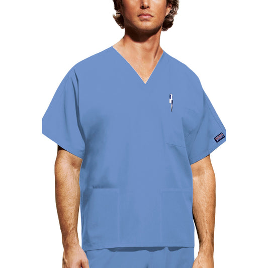 Cherokee Workwear 4876 Scrubs Top Unisex V-Neck Ciel Blue