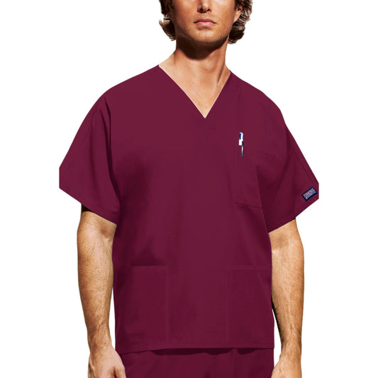 Cherokee Workwear 4876 Scrubs Top Unisex V-Neck Wine