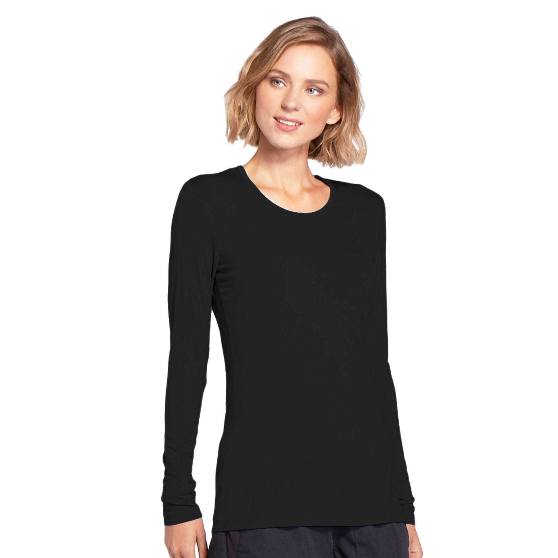 Cherokee Workwear 4881 Underscrubs Women's Long Sleeve Knit Tee Black M