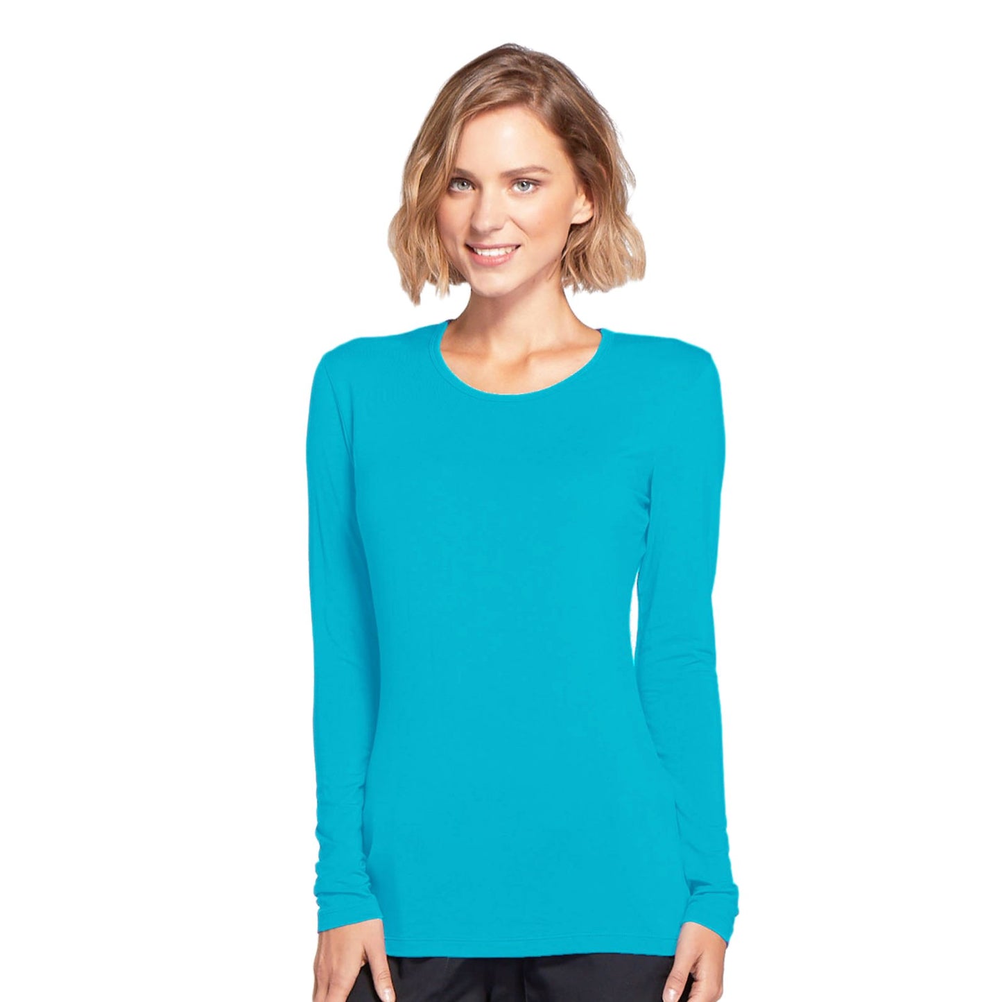 Cherokee Workwear 4881 Underscrubs Women's Long Sleeve Knit Tee Turquoise