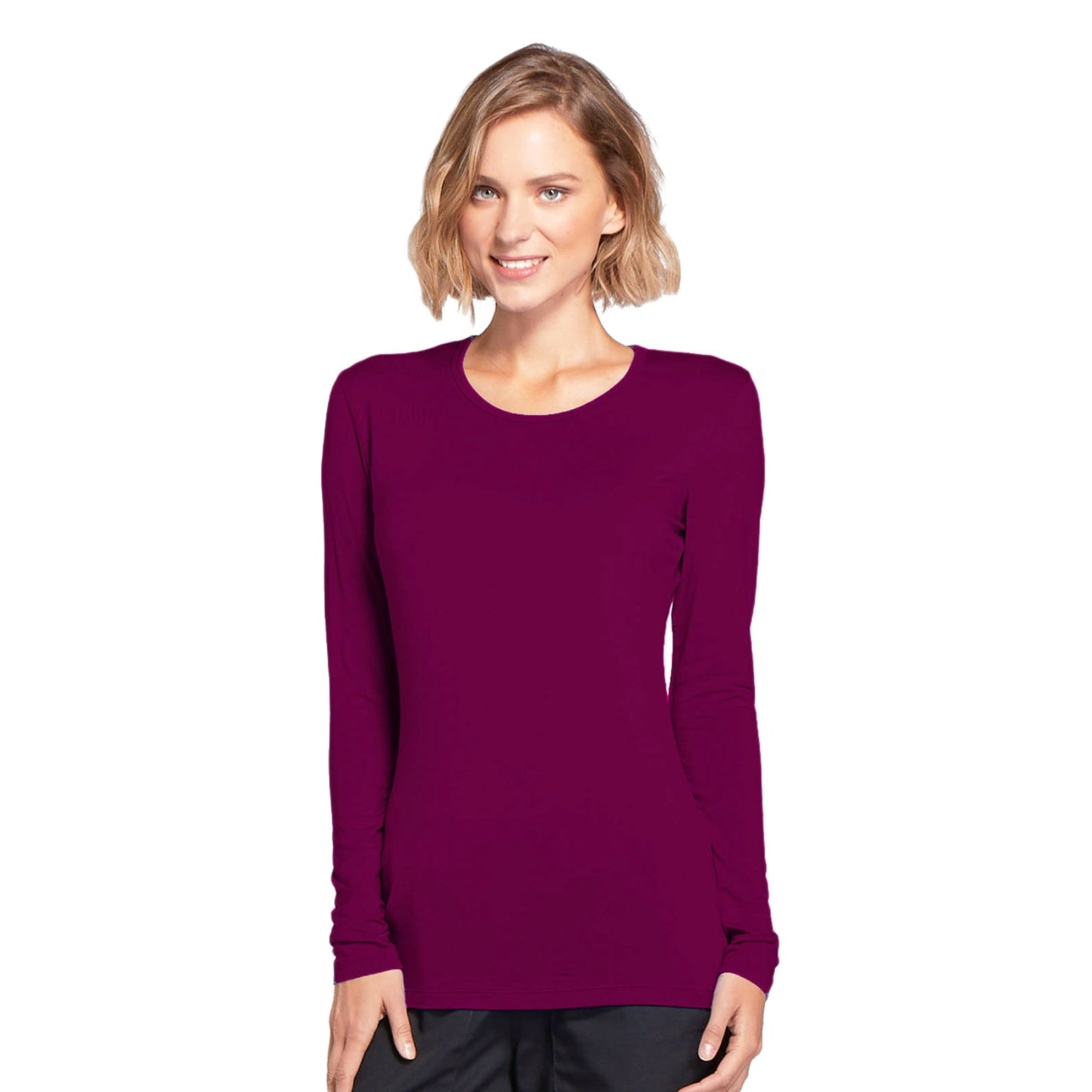 Cherokee Workwear 4881 Underscrubs Women's Long Sleeve Knit Tee Wine