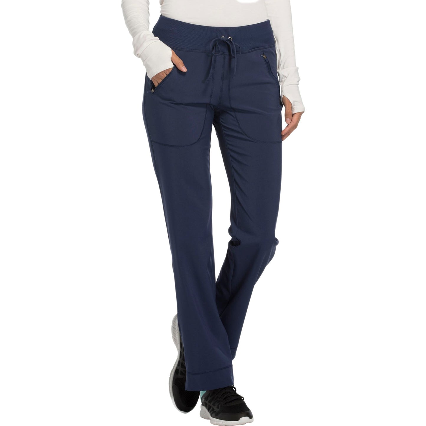 Cherokee Infinity CK100A Scrubs Pants Women's Mid Rise Tapered Leg Drawstring s Navy