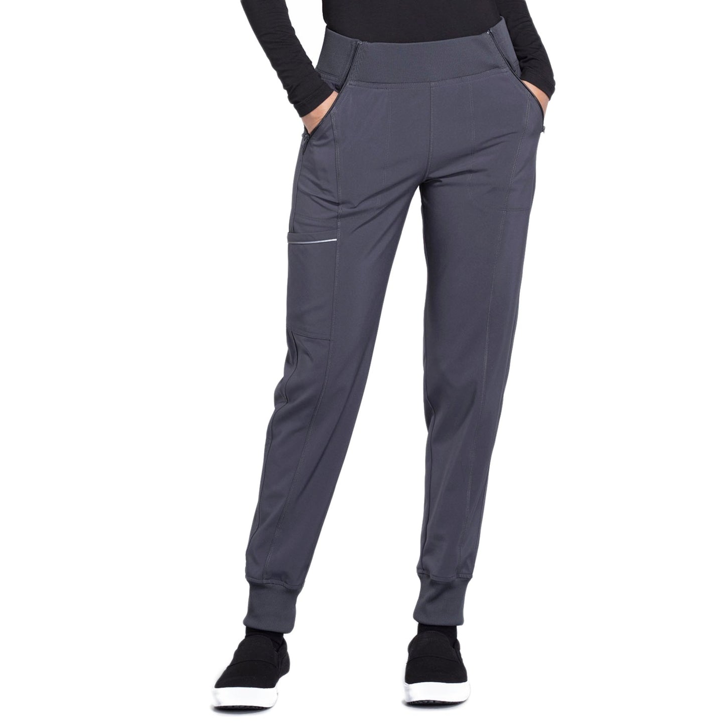 Cherokee Infinity CK110A Scrubs Pants Women's Mid Rise Tapered Leg Jogger Pewter