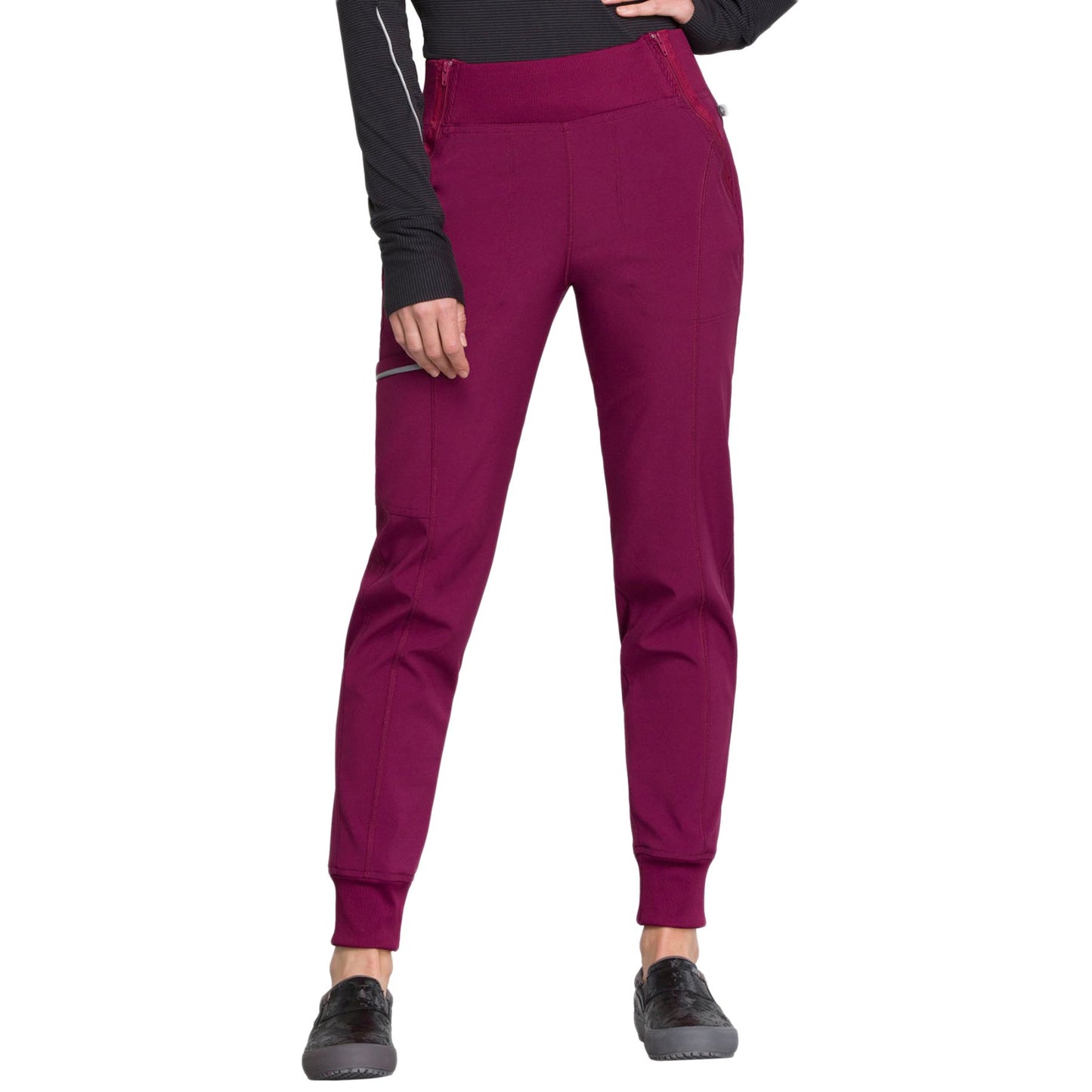 Cherokee Infinity CK110A Scrubs Pants Women's Mid Rise Tapered Leg Jogger Wine