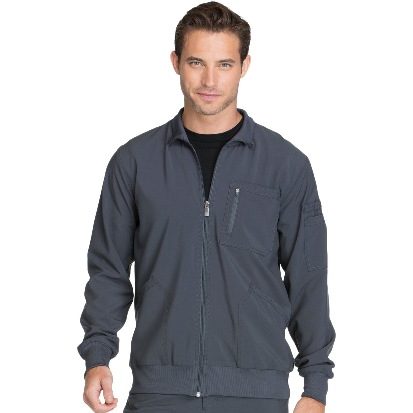Cherokee Infinity CK305A Scrubs Jacket Men's Zip Front Pewter