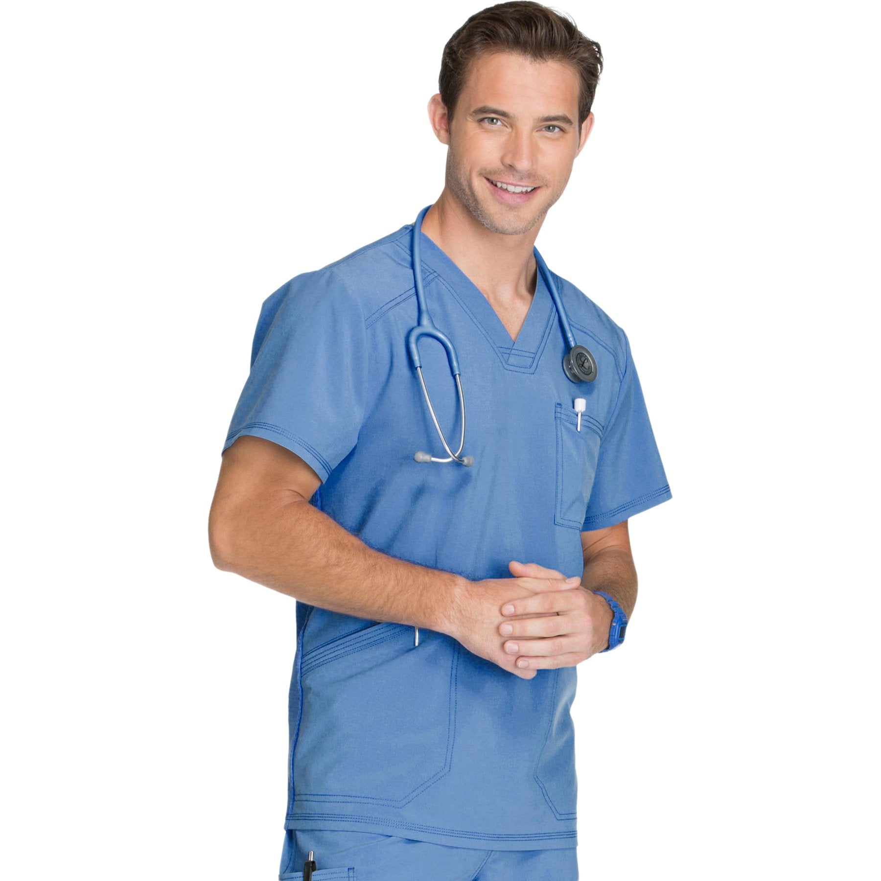 Cherokee Infinity CK900A Scrubs Top Men's V-Neck Ciel Blue 5XL