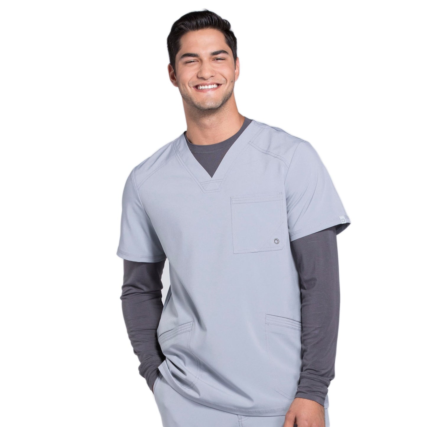 Cherokee Infinity CK900A Scrubs Top Men's V-Neck Grey