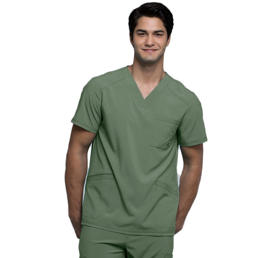 Cherokee Infinity CK900A Scrubs Top Men's V-Neck Olive