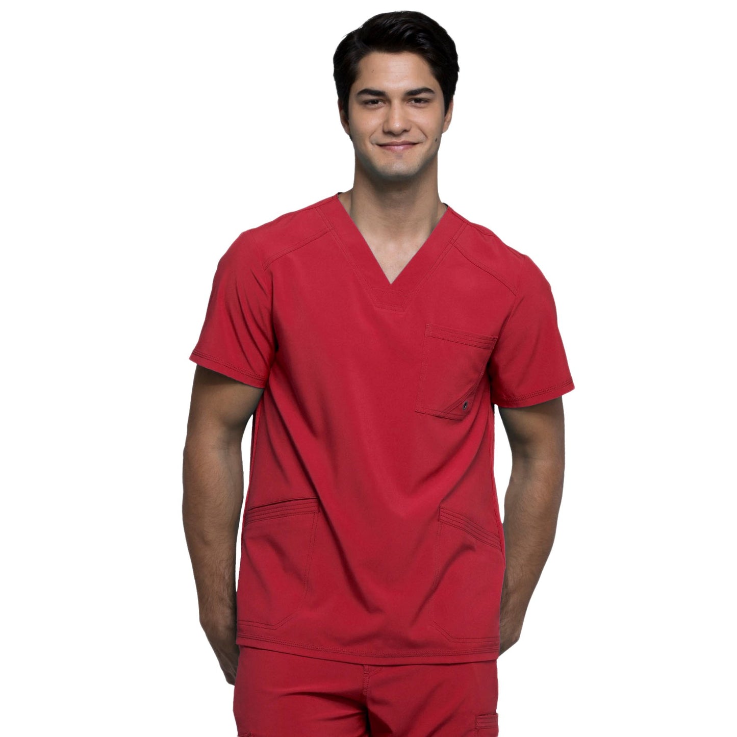 Cherokee Infinity CK900A Scrubs Top Men's V-Neck Red