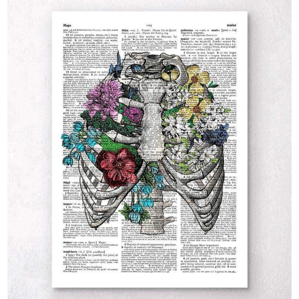 Rib Cage With Flowers Dictionary Page