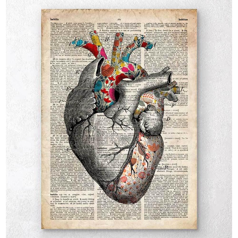 Floral Pattern Heart Art Old Dictionary Page