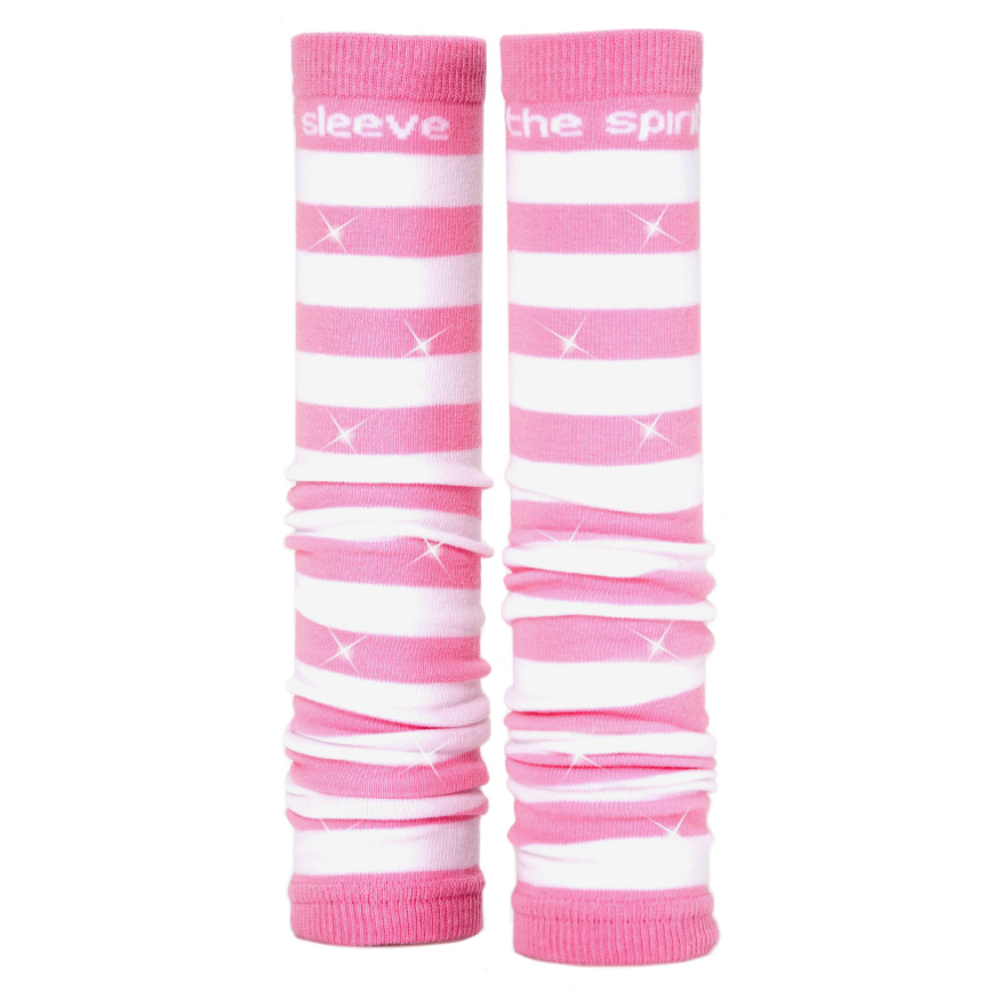 Prestige Med Sleeves Pink White Stripes Bling