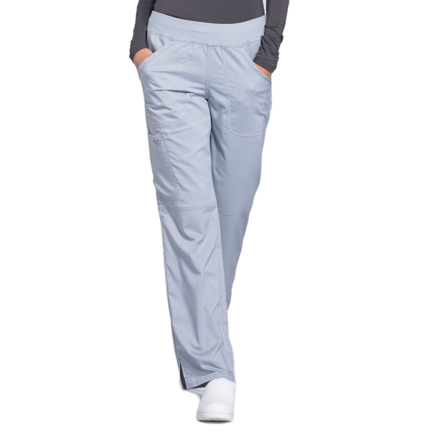 Cherokee Workwear Revolution WW110 Scrubs Pants Women's Mid Rise Straight Leg Pull-on Grey