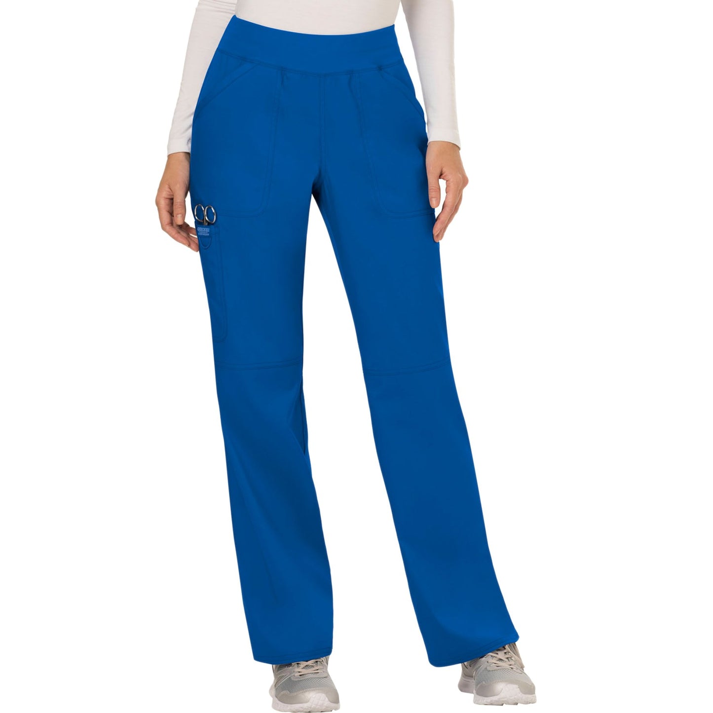 Cherokee Workwear Revolution WW110 Scrubs Pants Women's Mid Rise Straight Leg Pull-on Royal