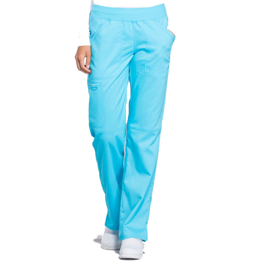 Cherokee Workwear Revolution WW110 Scrubs Pants Women's Mid Rise Straight Leg Pull-on Turquoise