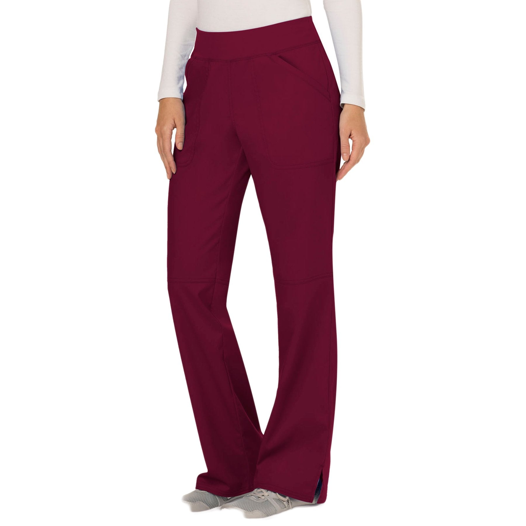 Cherokee Workwear Revolution WW110 Scrubs Pants Women's Mid Rise Straight Leg Pull-on Wine 4XL