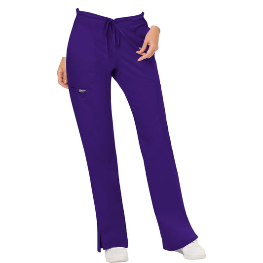 Cherokee Workwear Revolution WW120 Scrubs Pants Women's Mid Rise Moderate Flare Drawstring Grape