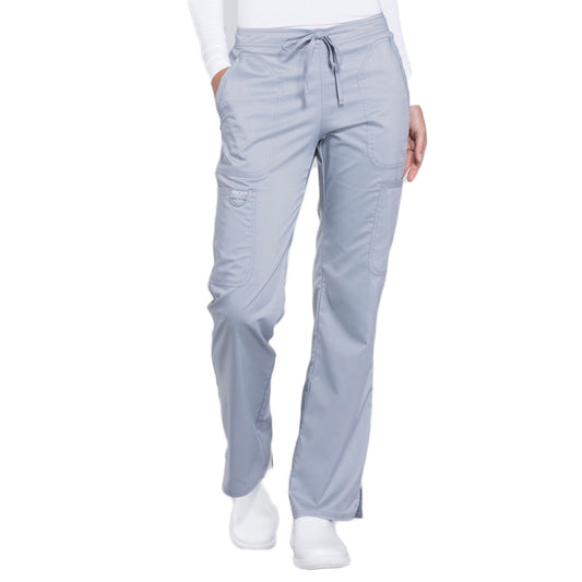 Cherokee Workwear Revolution WW120 Scrubs Pants Women's Mid Rise Moderate Flare Drawstring Grey
