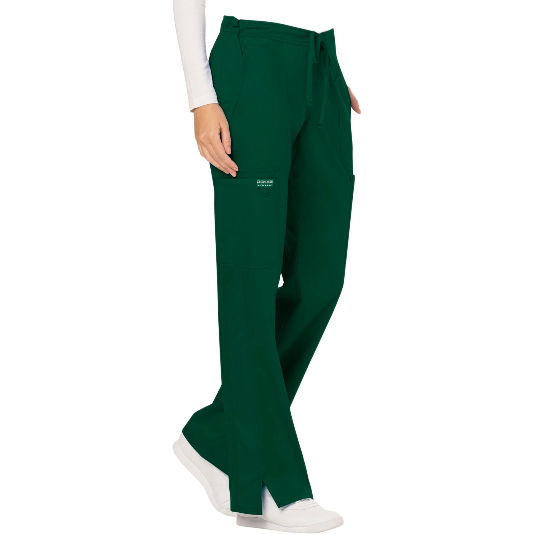 Cherokee Workwear Revolution WW120 Scrubs Pants Women's Mid Rise Flare Drawstring Hunter Green 5XL