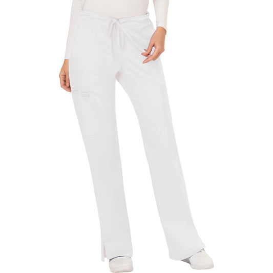 Cherokee Workwear Revolution WW120 Scrubs Pants Women's Mid Rise Moderate Flare Drawstring White