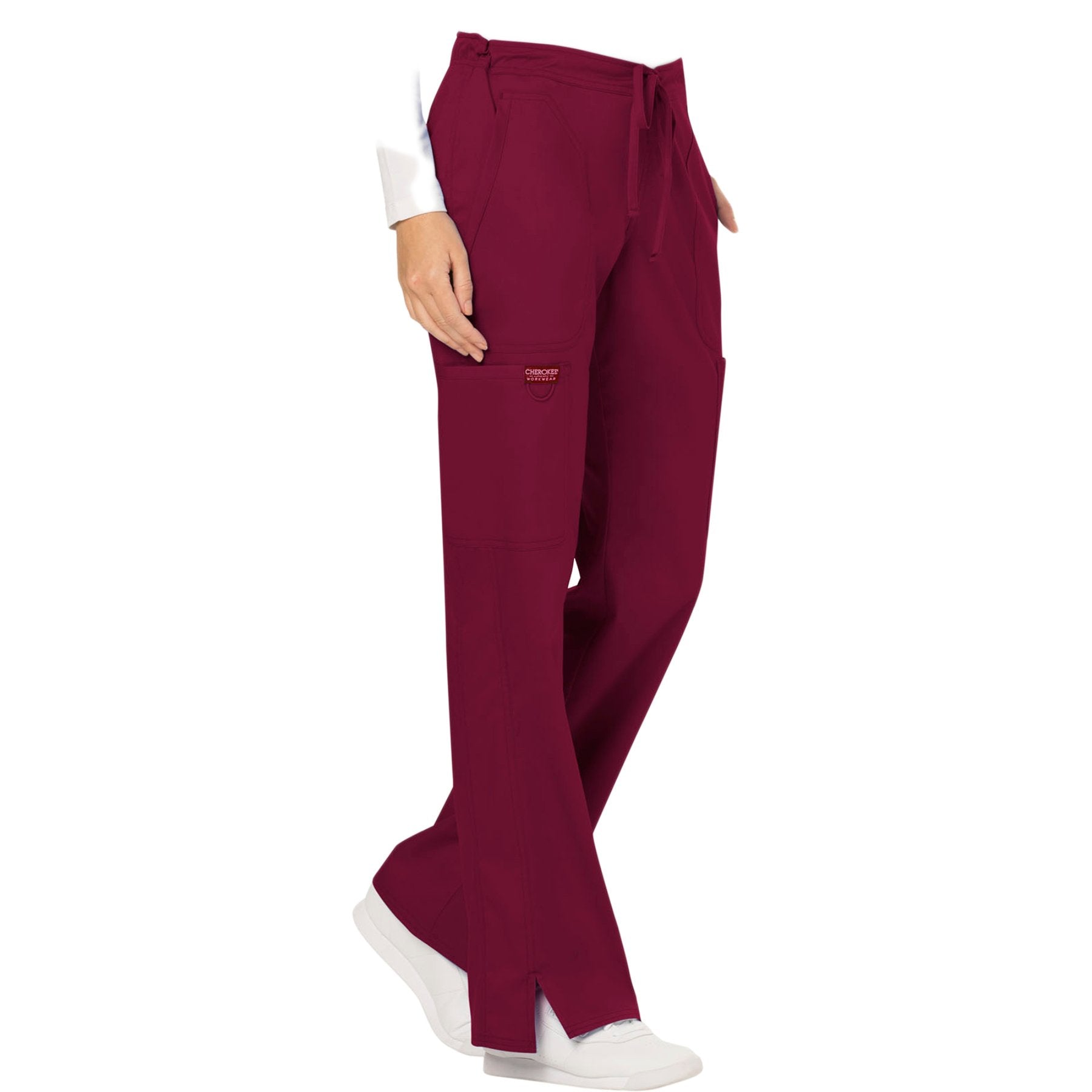 Cherokee Workwear Revolution WW120 Scrubs Pants Women's Mid Rise Moderate Flare Drawstring Wine 5XL