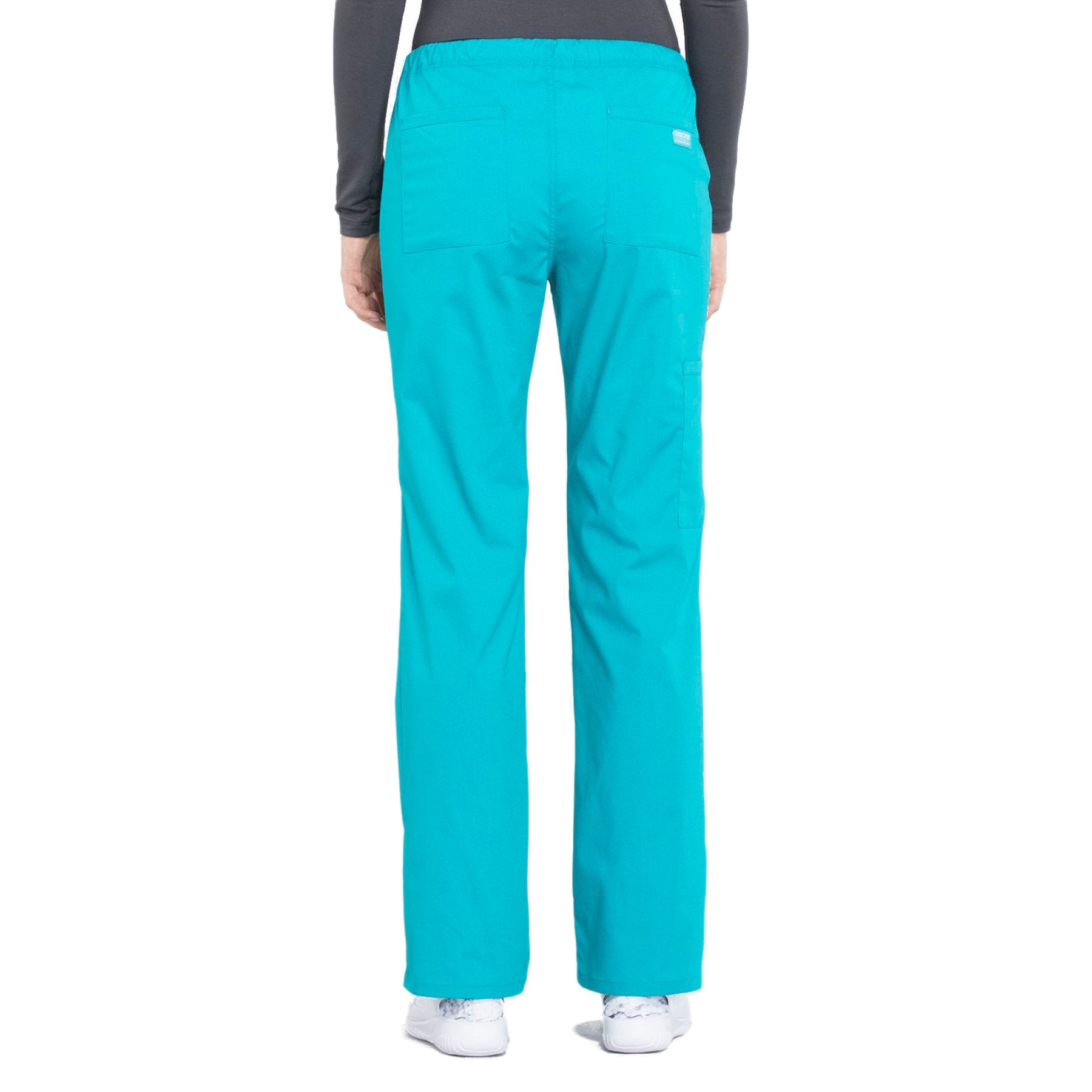 Cherokee Workwear Professionals WW160 Scrubs Pants Women's Mid Rise Straight Leg Drawstring Teal Blue 3XL