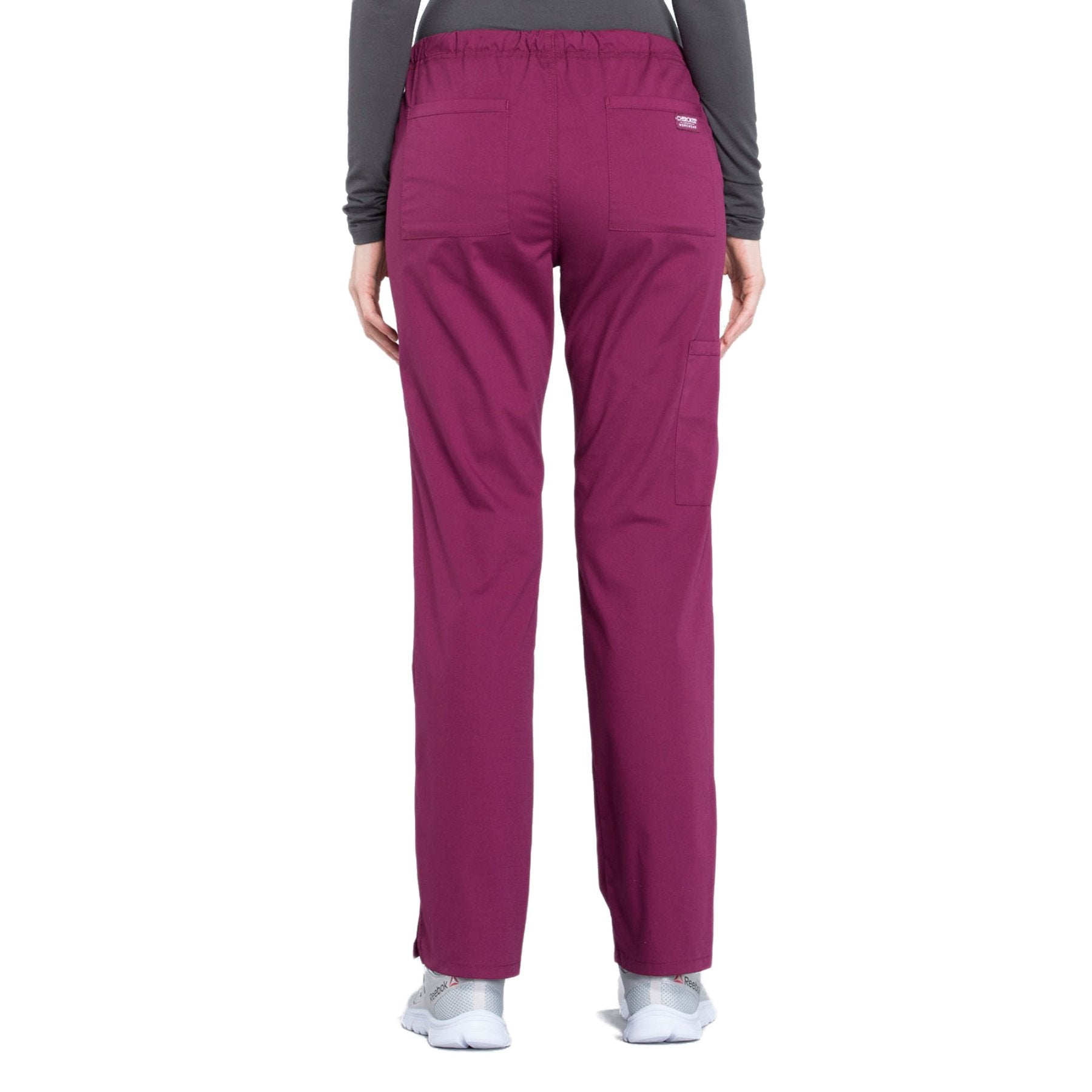 Cherokee Workwear Professionals WW160 Scrubs Pants Women's Mid Rise Straight Leg Drawstring Wine 3XL