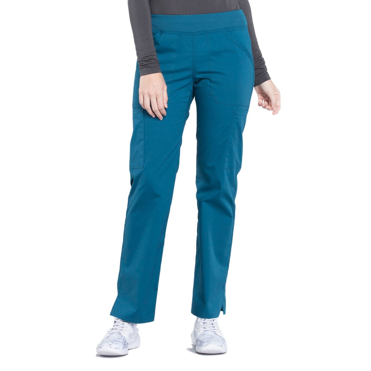 Cherokee Workwear Professionals WW170 Scrubs Pants Women's Mid Rise Straight Leg Pull-on Cargo Caribbean Blue