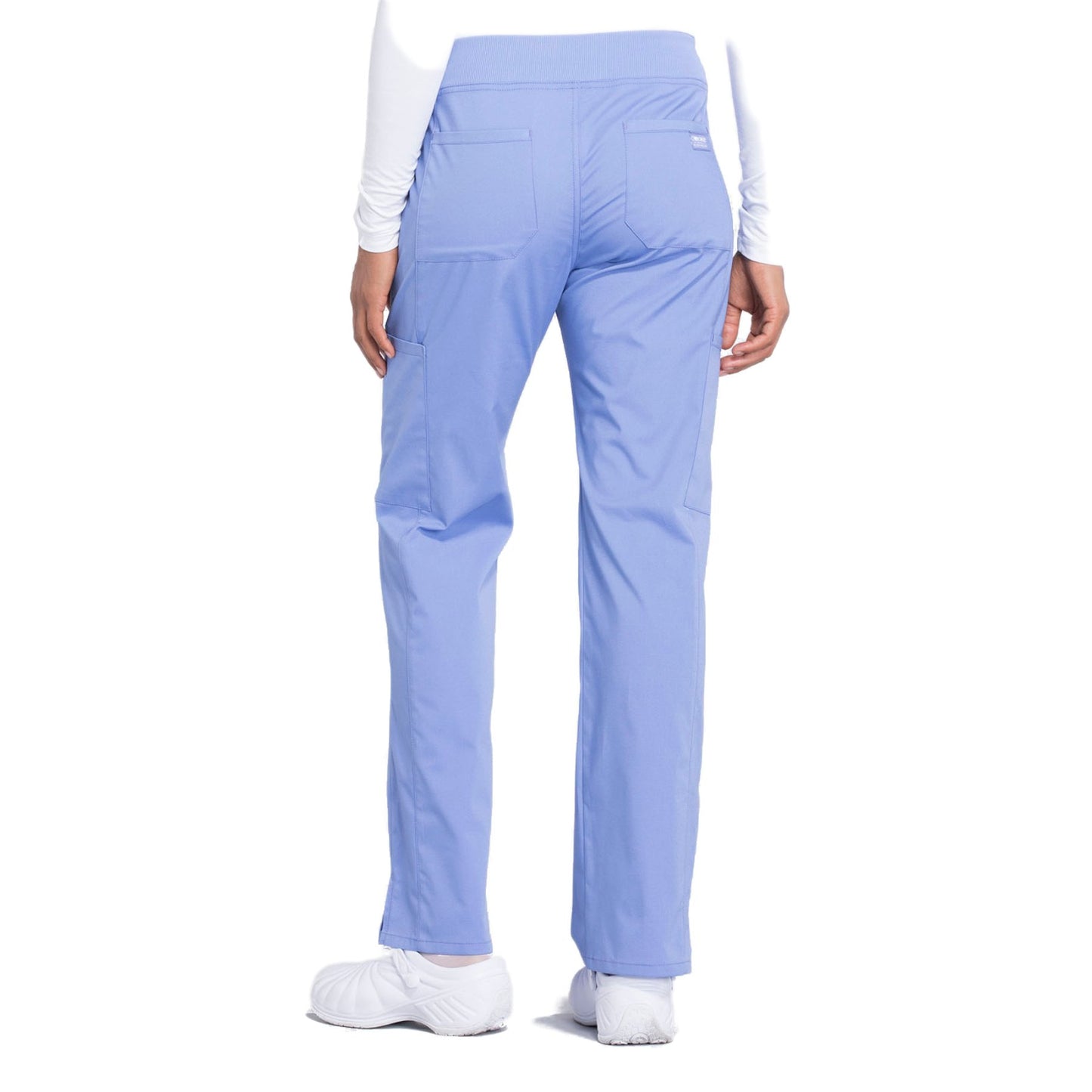 Cherokee Workwear Professionals WW170 Scrubs Pants Women's Mid Rise Straight Leg Pull-on Cargo Ciel Blue 3XL