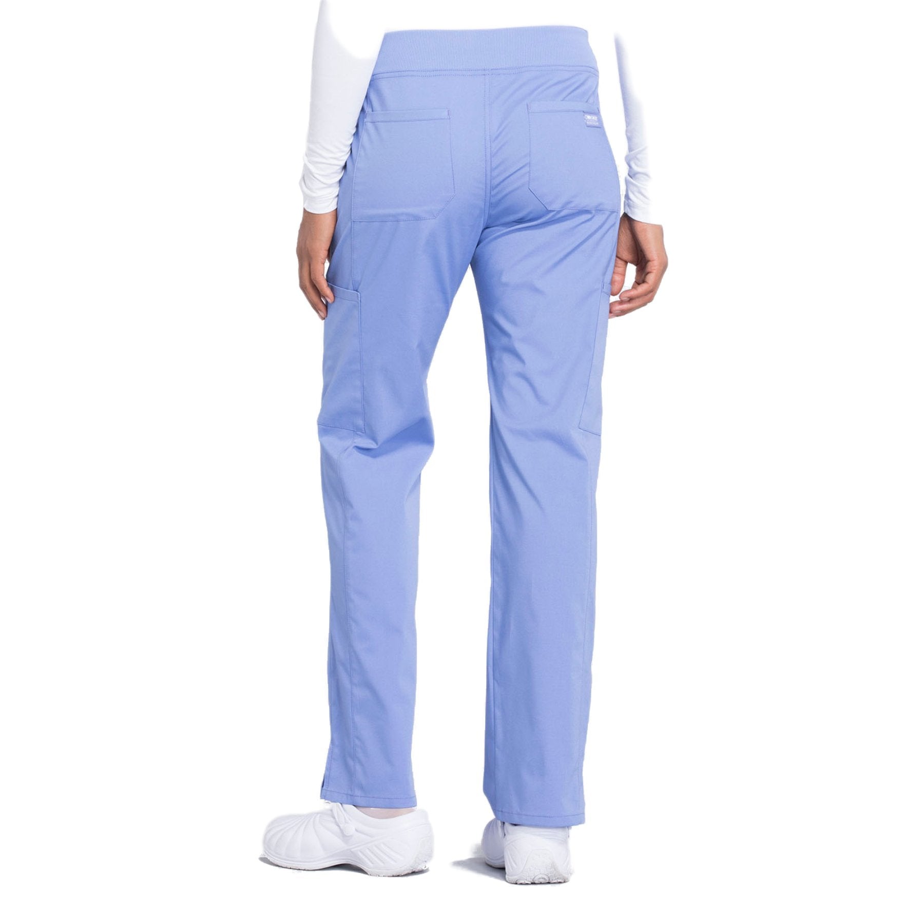 Cherokee Workwear Professionals WW170 Scrubs Pants Women's Mid Rise Straight Leg Pull-on Cargo Ciel Blue 3XL