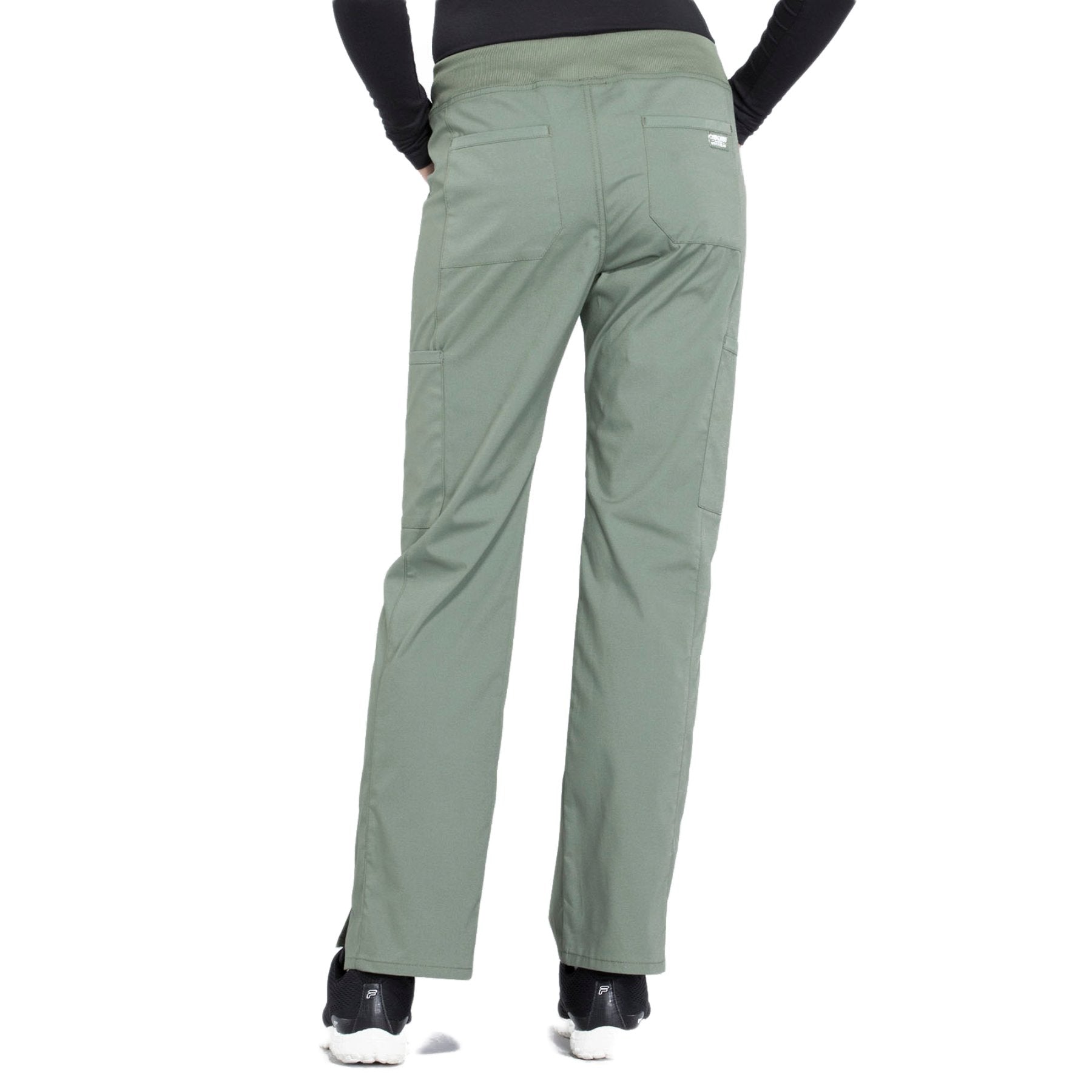 Cherokee Workwear Professionals WW170 Scrubs Pants Women's Mid Rise Straight Leg Pull-on Cargo Olive 3XL