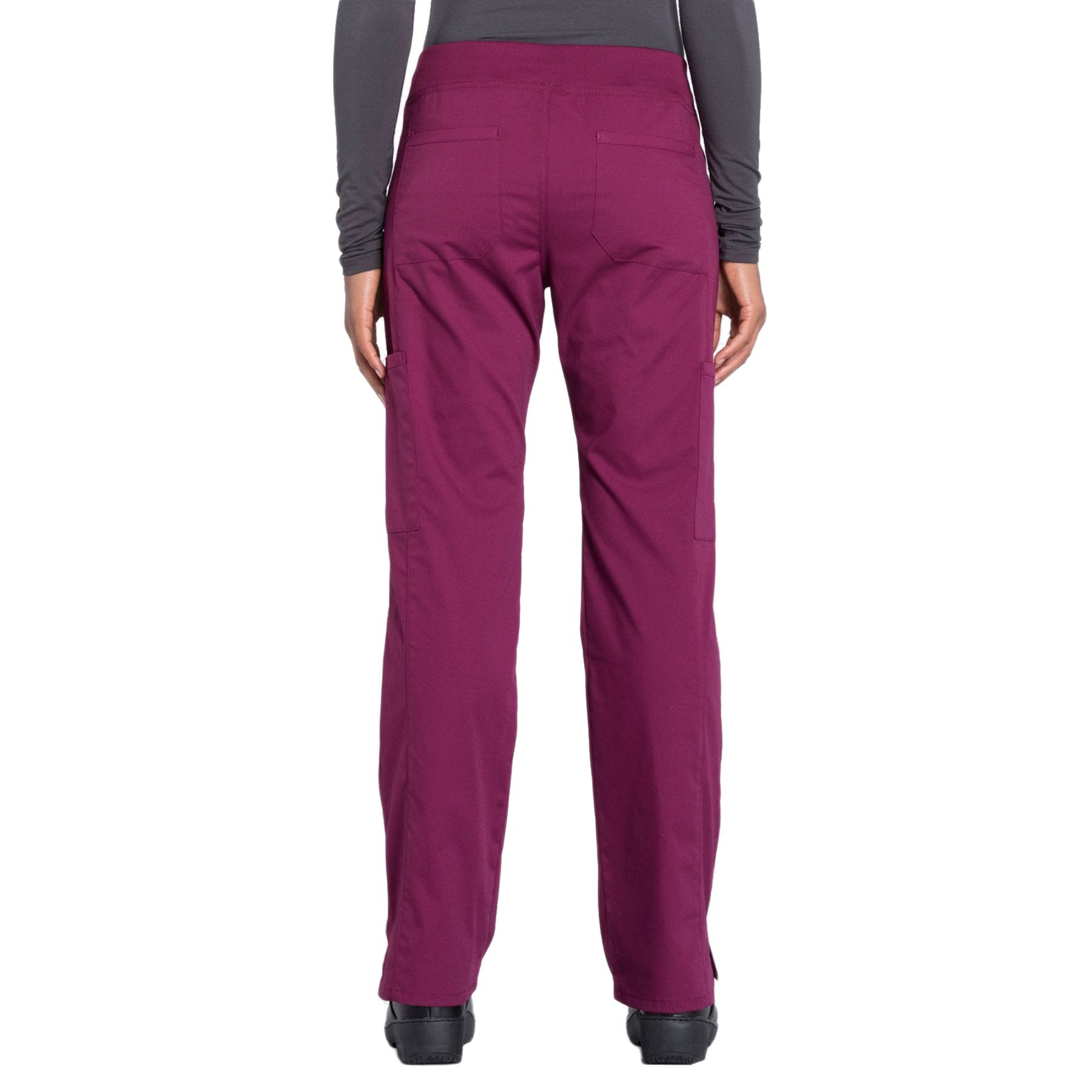 Cherokee Workwear Professionals WW170 Scrubs Pants Women's Mid Rise Straight Leg Pull-on Cargo Wine 3XL