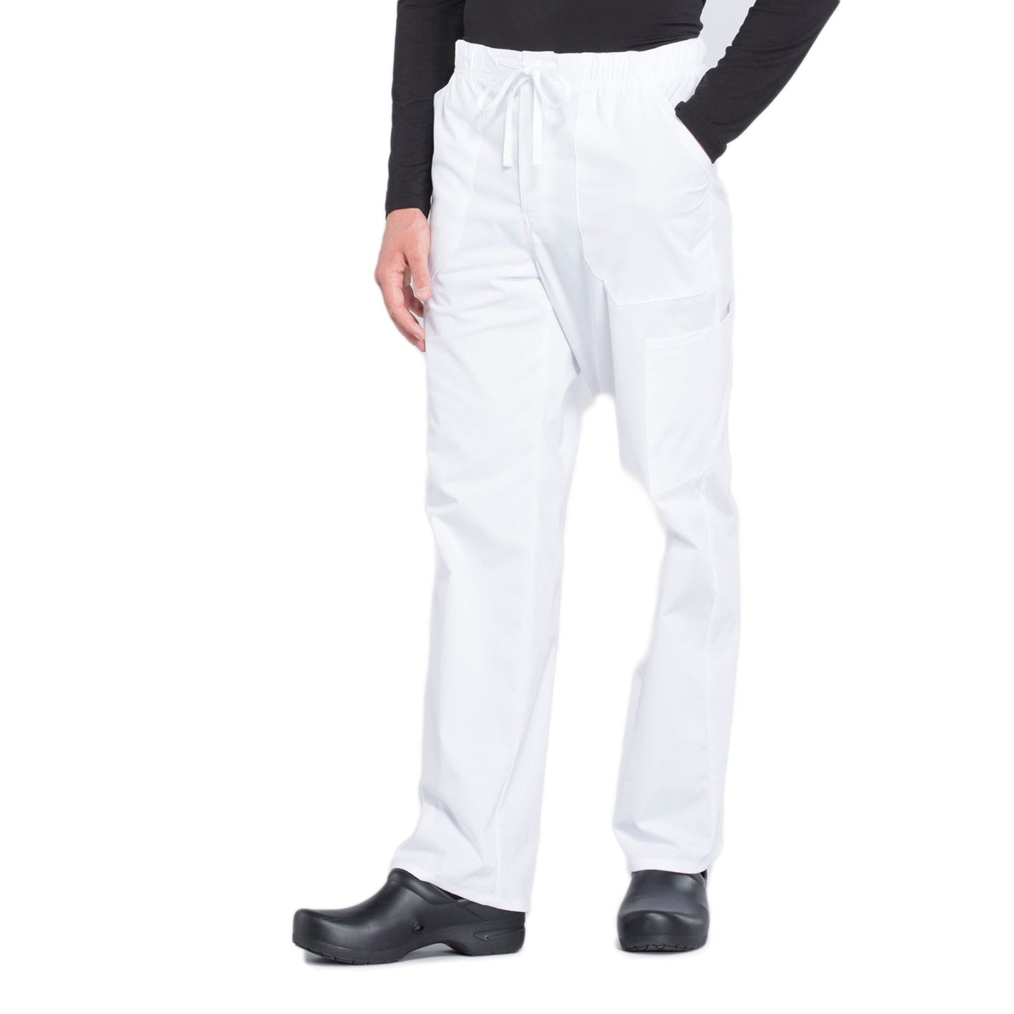 Cherokee Workwear Professionals WW190 Scrubs Pants Men's Tapered Leg Drawstring Cargo White 4XL