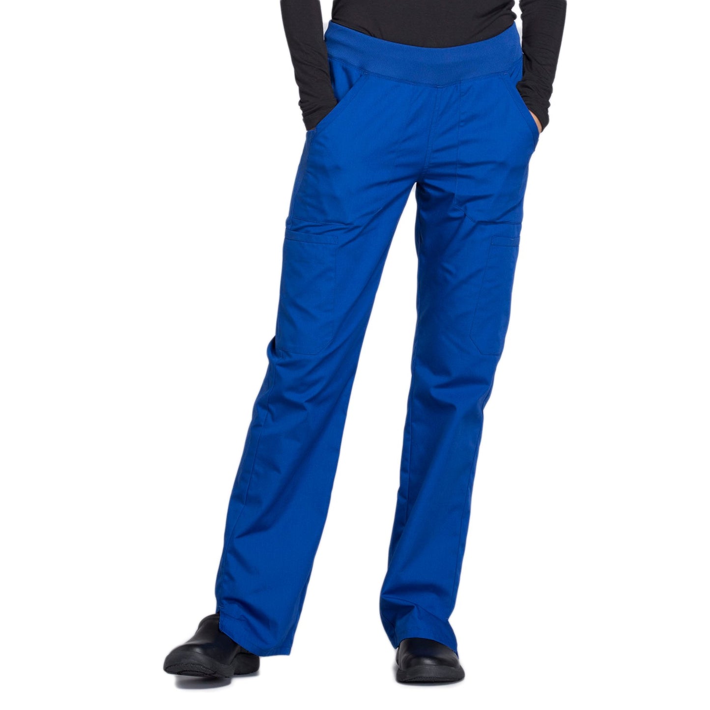 Cherokee Workwear WW210 Scrubs Pants Women's Mid Rise Straight Leg Pull-on Cargo Galaxy Blue