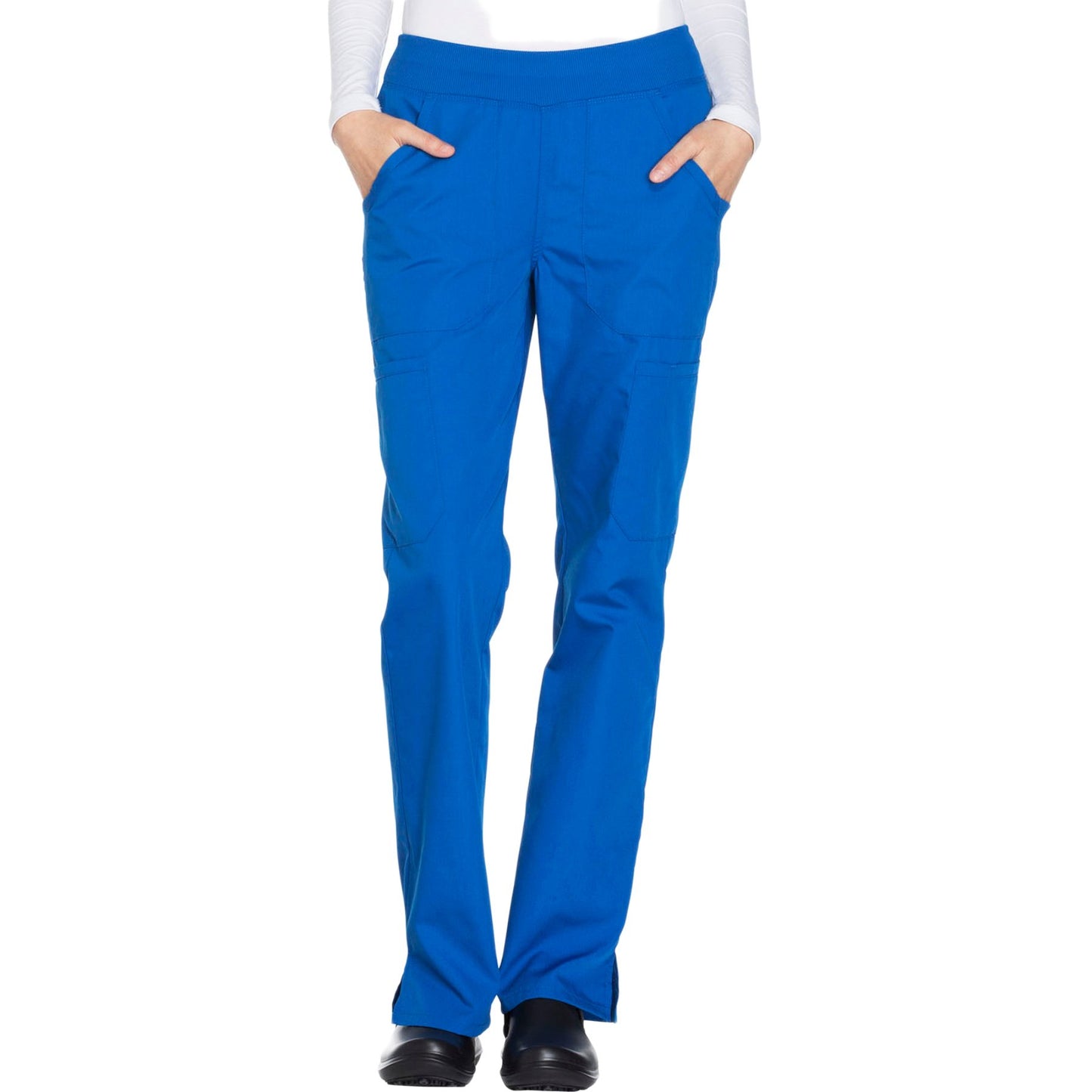 Cherokee Workwear WW210 Scrubs Pants Women's Mid Rise Straight Leg Pull-on Cargo Royal