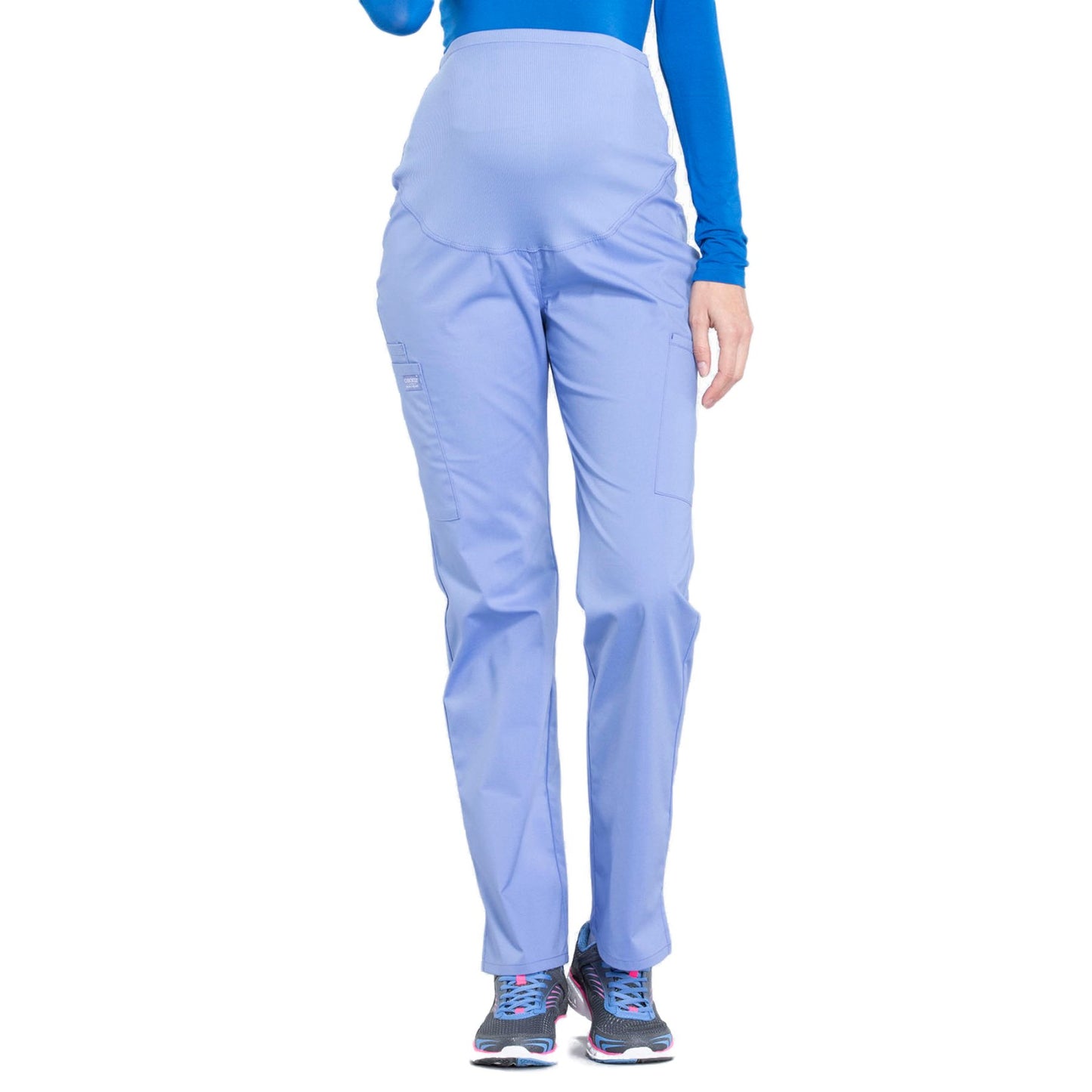 Cherokee Workwear Professionals WW220 Scrubs Pants Maternity Straight Leg Ciel Blue