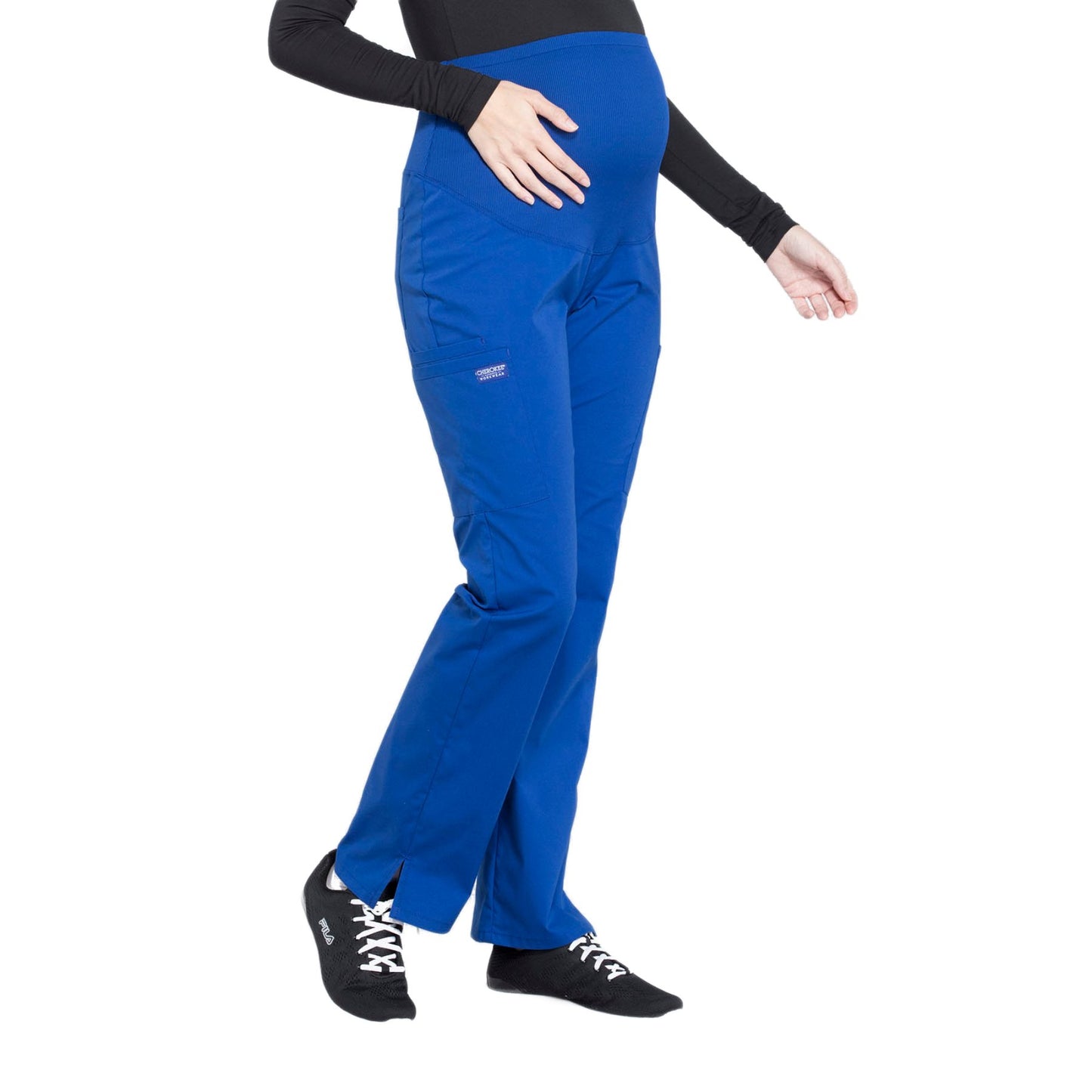 Cherokee Workwear Professionals WW220 Scrubs Pants Maternity Straight Leg Galaxy Blue M