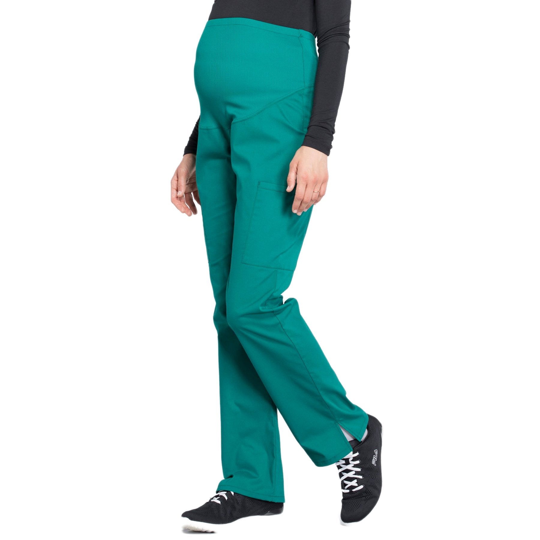 Cherokee Workwear Professionals WW220 Scrubs Pants Maternity Straight Leg Hunter Green L