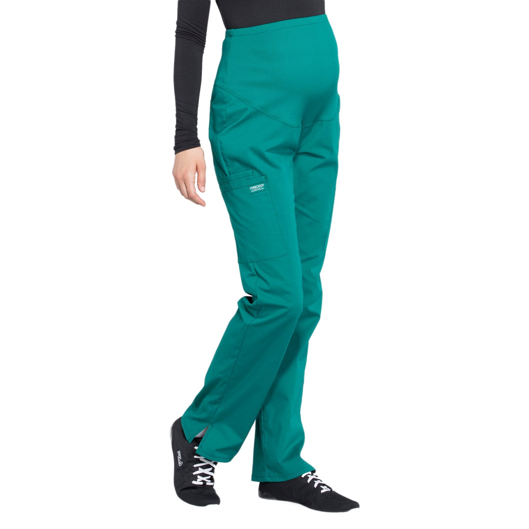 Cherokee Workwear Professionals WW220 Scrubs Pants Maternity Straight Leg Hunter Green M